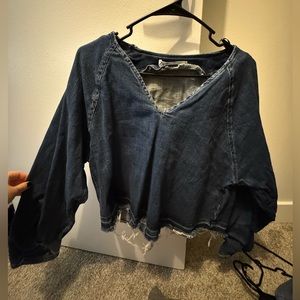 Denim distressed Zara top. Never worn